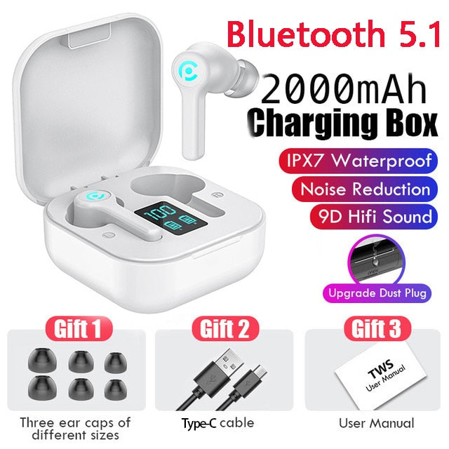 56 HOURS LONG Battery ES1 Wireless Bluetooth Earphones 5.1 Headsets Gaming Headphones with Microphonefor All ISO Android Phone - Virtual Blue Store