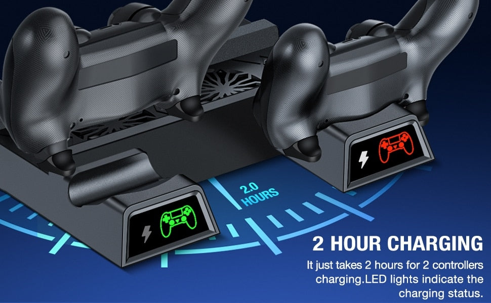 Fans for PS4/PS4 Pro/PS4 Slim Console Vertical Cooling Stand LED Dual Charger PS4 Cooling Fan Cooler for Sony Playstation 4