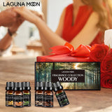 Lagunamoon 6pcs Gift Set Woody Premium Fragrance Oil 10ml Pine Needles Frankincense Sandalwood Fresh-cut Wood Benzoin Cypress - Virtual Blue Store