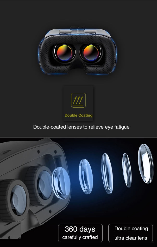 3D VR Headset Virtual Reality Smart Glasses Helmet for Smartphones Mobile Cell Phone with Controllers Lenses Goggles Binoculars
