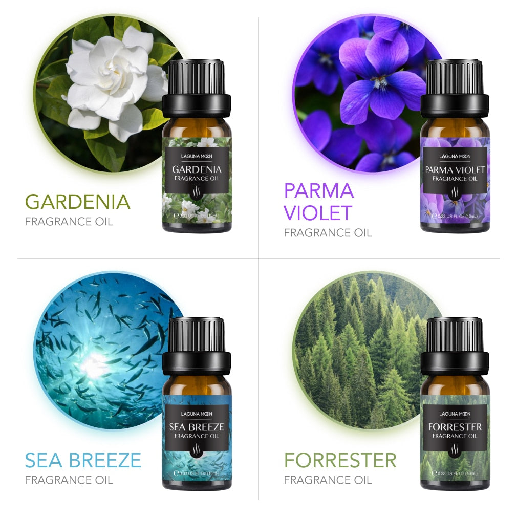Lagunamoon 10ml*16pcs Kit Fragrance Oil Set Ylang Jasmine Lily Fresh Linen Sandalwood Diffuser Oil Essential Oil for Candle Soap - Virtual Blue Store