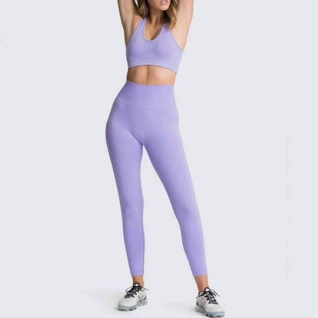 NWOT Vitae Apparel Leggings and Sports Bra Set Lilac Purple Ultra