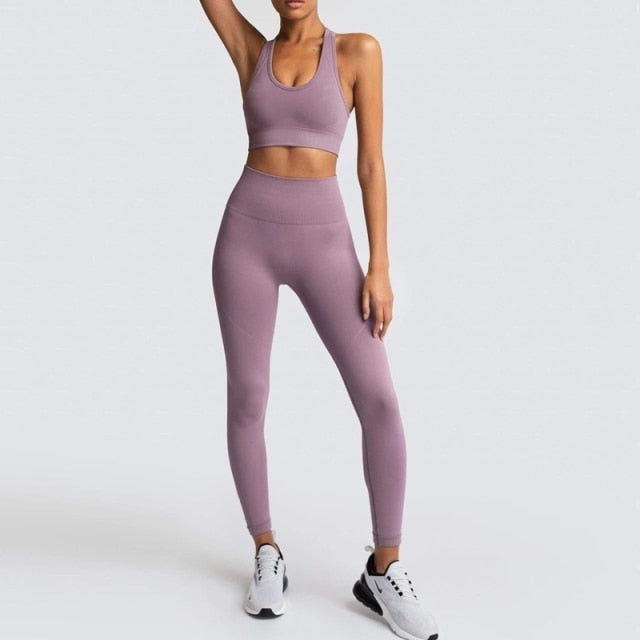 2 Piece Women Yoga Sets Fitness Sport Bra+Yoga Pants Leggings Sport Suit  Gym Running Active Wea…