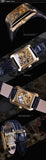 Winner 2021 Retro Casual Series Rectangle Dial Design Golden Pattern Hollow Skeleton Watch Men Watch Top Brand Luxury Mechanical - Virtual Blue Store