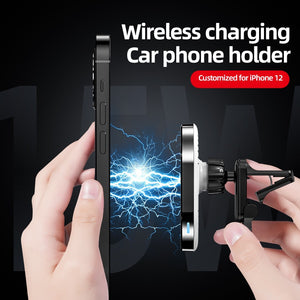 Sales 2021 wireless charger fast quick car charge 15W for smart phone strong magnetic ratation Cellphone holder - Virtual Blue Store