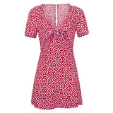 New Women Summer Casual Shorts Boho Floral Design Evening Party Dress V Neck Beach Dress Fashion Sexy Mini Dresses - Virtual Blue Store