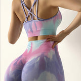 NEW Dyeing Seamless yoga set gym fitness clothing sportswear high waist gym leggings suit sports bra sports suits yoga top - Virtual Blue Store