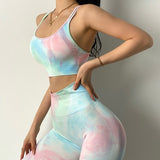 NEW Dyeing Seamless yoga set gym fitness clothing sportswear high waist gym leggings suit sports bra sports suits yoga top - Virtual Blue Store