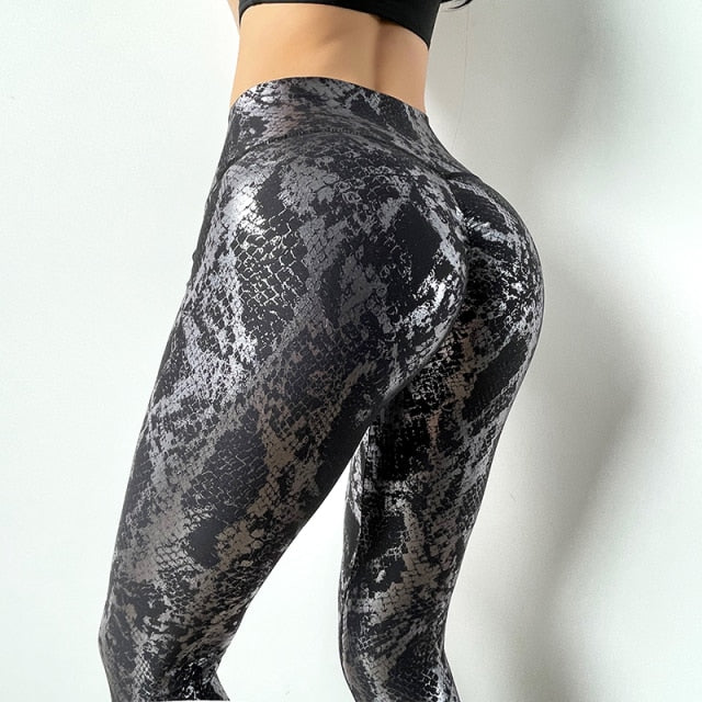 New Printing High Waist Quick Dry Stretchy Yoga Pants Women Push Up Running Leggings Sport  Women Fitness Pants MITAOGIRL - Virtual Blue Store