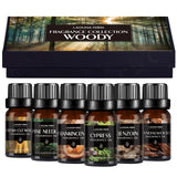 Lagunamoon 6pcs Gift Set Woody Premium Fragrance Oil 10ml Pine Needles Frankincense Sandalwood Fresh-cut Wood Benzoin Cypress - Virtual Blue Store
