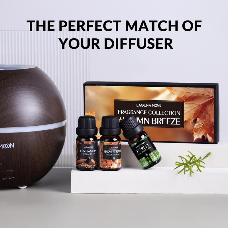 Lagunamoon 6 Gift Set Autumn Breeze Premium Fragrance Oil Set 10ml Oils Apple Fresh Vanilla Brown Sugar Cinnamon Harvest Spice - Virtual Blue Store