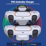 Dual Fast Charger for Playstation 5 Controller Charger Station Charging Cradle Dock Station With LED Indicator for PS5 Gamepads