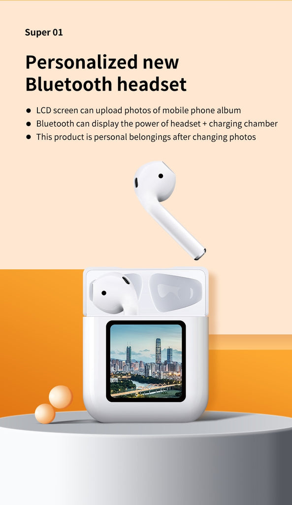 NR-550 Upload private photos Wireless Charging LED Power Display TWS Bluetooth 5.1 Earphones Wireless Headphone Earbuds Headsets - Virtual Blue Store