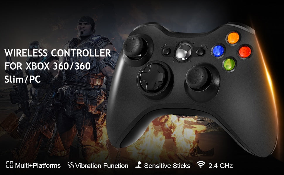 Wireless/Wired Controller Gamepad Compatible with XBOX 360 Wireless Joystick Joypad Compatible with Xbox & Slim 360 PC Windows
