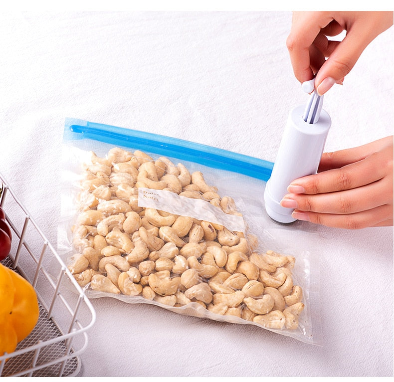 17/20Pcs Vacuum Sealer Bags Reusable Food Storage bag Household Vacuum Food Sealer Ziplock Bag With Hand Pump Sealing Clips