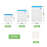17/20Pcs Vacuum Sealer Bags Reusable Food Storage bag Household Vacuum Food Sealer Ziplock Bag With Hand Pump Sealing Clips