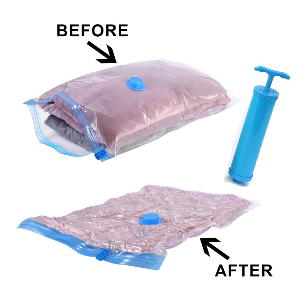 7-11PCS Vacuum Bag Reusable Vacuum Storage Bags For Cloth Compressed Bag With Hand Pump Travel Save Space Seal Blanket Organizer