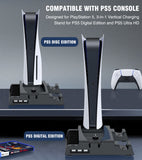For PS5 Cooling Vertical Stand 2 Controller Charger Cooler Fan 13 Game Storage for Playstation5 Digital Edition/Ultra HD Console
