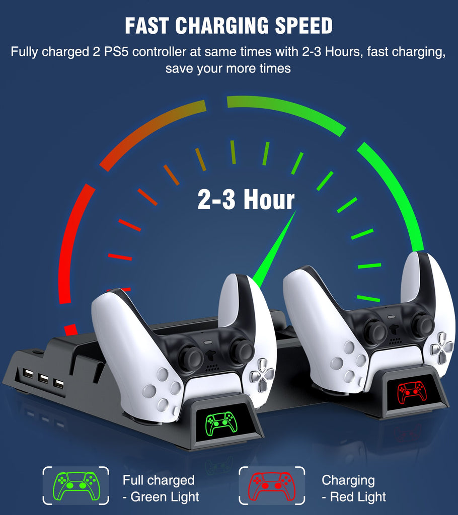 For PS5 Cooling Vertical Stand 2 Controller Charger Cooler Fan 13 Game Storage for Playstation5 Digital Edition/Ultra HD Console
