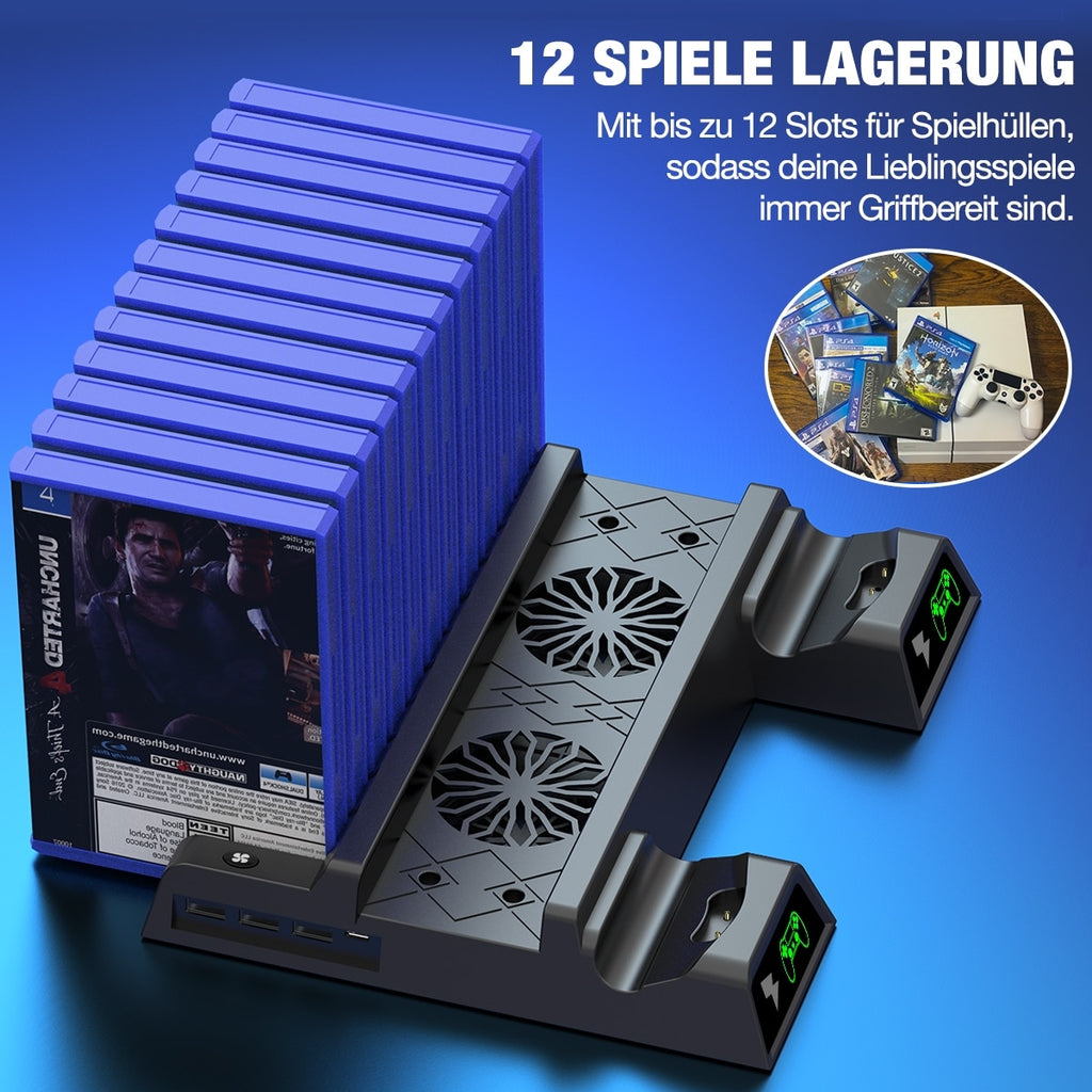Fans for PS4/PS4 Pro/PS4 Slim Console Vertical Cooling Stand LED Dual Charger PS4 Cooling Fan Cooler for Sony Playstation 4