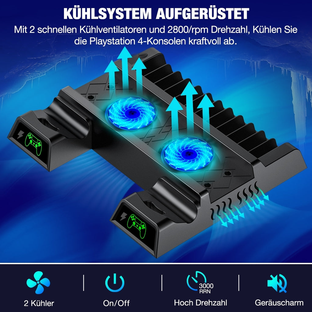 Fans for PS4/PS4 Pro/PS4 Slim Console Vertical Cooling Stand LED Dual Charger PS4 Cooling Fan Cooler for Sony Playstation 4