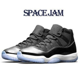 New 11 11s Mens Basketball Shoes 25th Anniversary Low Bred Concord 45 Cap and Gown 72-10 White Metallic Silver Sneakers