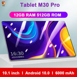 Global Version M30 Pro 10.1 Inch Tablet Android Tablets Mtk6797 10 Core 12GB RAM 512GB ROM Tablette Phone Call Windows Tablete