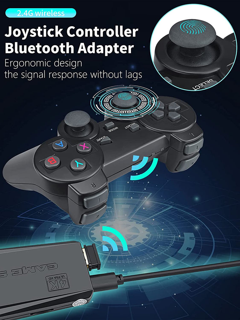 4K HD Video Game Console 2.4G Double Wireless Controller For PS1/FC/GBA Retro TV Dendy Game Console 10000 Games Stick