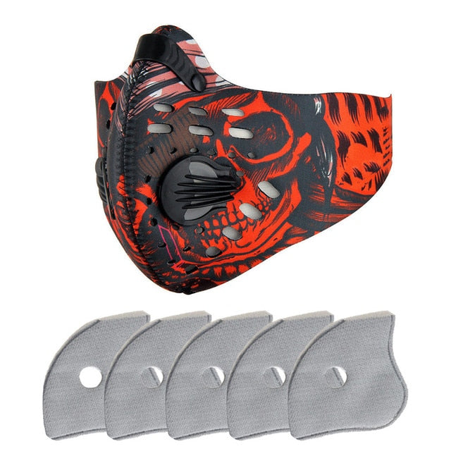 Sports 1pc Masks Halloween Cosplay Carbon Mask Filter Cotton Sheet 5pcs Gasket Reusable Printed Mask Mascarillas