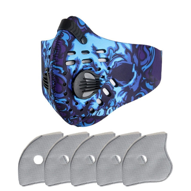 Sports 1pc Masks Halloween Cosplay Carbon Mask Filter Cotton Sheet 5pcs Gasket Reusable Printed Mask Mascarillas