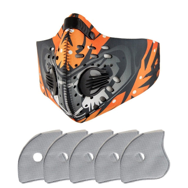 Sports 1pc Masks Halloween Cosplay Carbon Mask Filter Cotton Sheet 5pcs Gasket Reusable Printed Mask Mascarillas