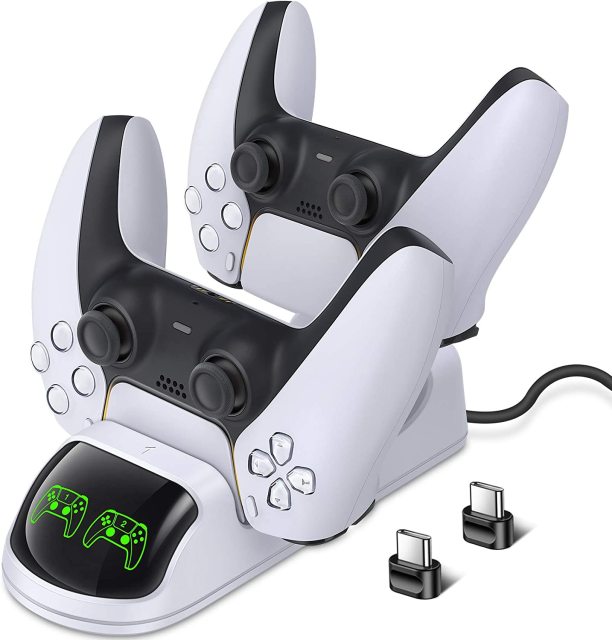 Dual Fast Charger for Playstation 5 Controller Charger Station Charging Cradle Dock Station With LED Indicator for PS5 Gamepads