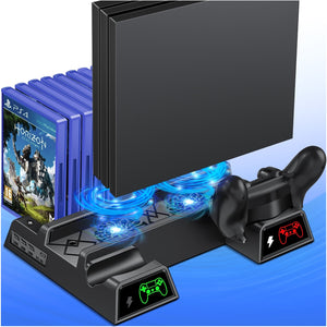 Fans for PS4/PS4 Pro/PS4 Slim Console Vertical Cooling Stand LED Dual Charger PS4 Cooling Fan Cooler for Sony Playstation 4