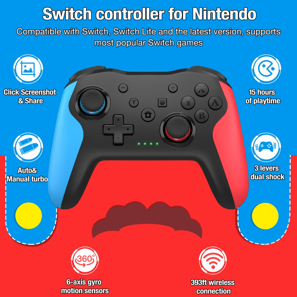 Wireless Bluetooth Gamepad For Nintendo Switch/Switch Lite Built in 600mAh Battery Pro Game Controller For Switch Accessories