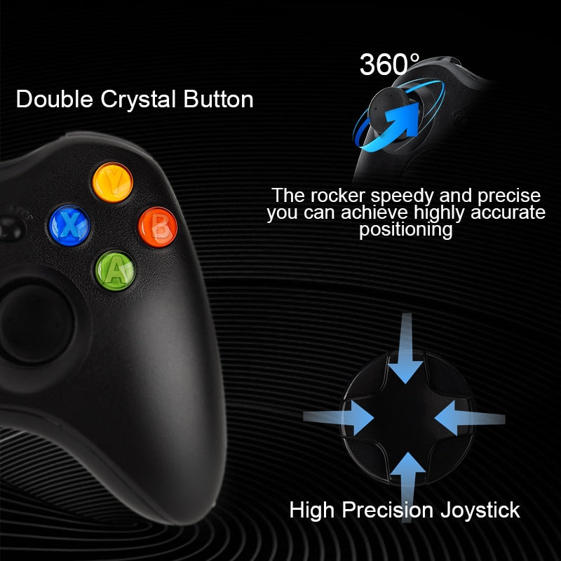 Wireless/Wired Controller Gamepad Compatible with XBOX 360 Wireless Joystick Joypad Compatible with Xbox & Slim 360 PC Windows