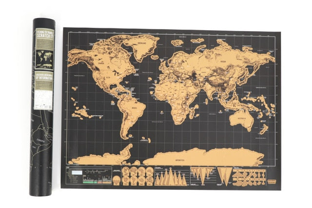 Small Size Scratch Off World Travel Map Premium Personalized Wall Sticker Poster Globe All Country Flags for Travelers