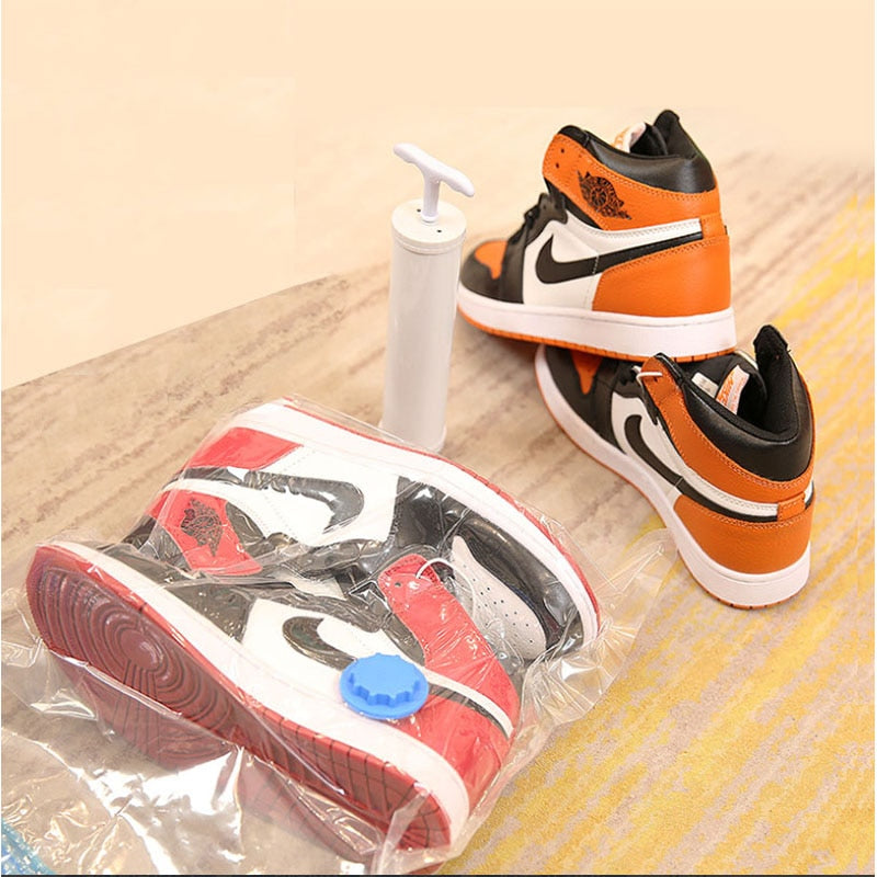 Vacuum Storage Bags Household Clothes Dust-Proof Shoes Package Pouchs Hand Pump Sneakers Cover Sealed Organizer Goods Accessory
