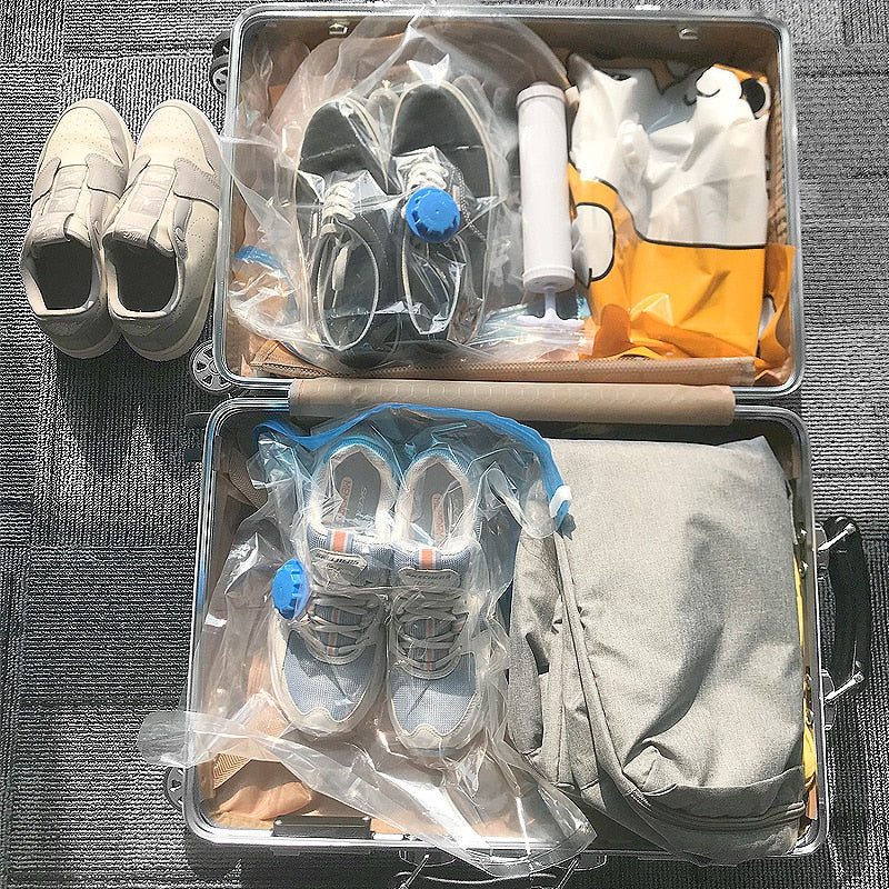 Vacuum Storage Bags Household Clothes Dust-Proof Shoes Package Pouchs Hand Pump Sneakers Cover Sealed Organizer Goods Accessory