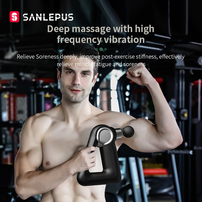 SANLEPUS Massage Gun LCD Display 32 Levels Electric Massager Deep Tissue Muscle Percussion Neck Body Back Relaxation Pain Relief