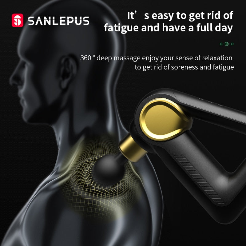 SANLEPUS Massage Gun LCD Display 32 Levels Electric Massager Deep Tissue Muscle Percussion Neck Body Back Relaxation Pain Relief