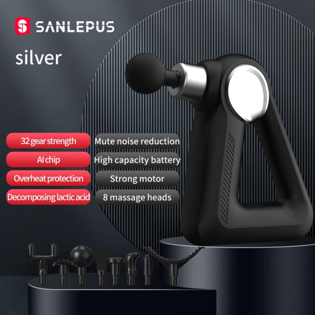 SANLEPUS Massage Gun LCD Display 32 Levels Electric Massager Deep Tissue Muscle Percussion Neck Body Back Relaxation Pain Relief