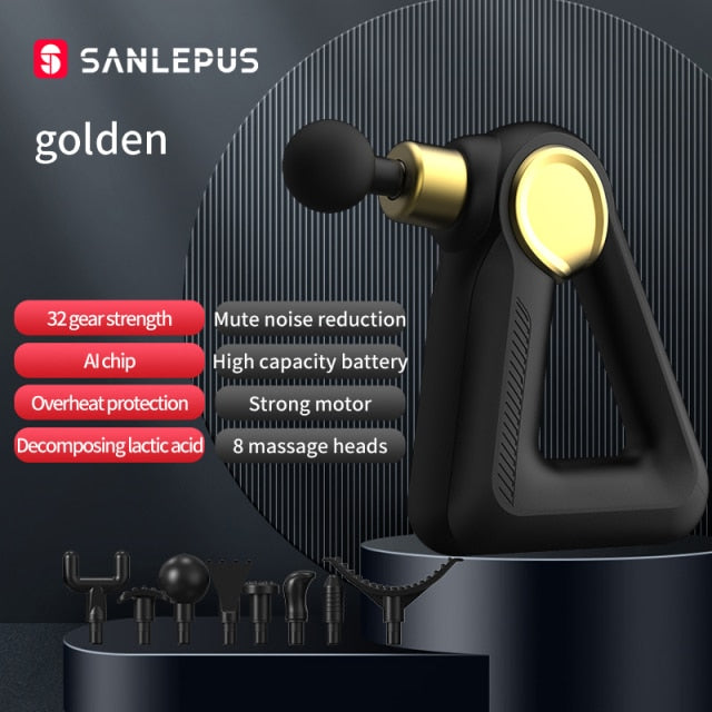 SANLEPUS Massage Gun LCD Display 32 Levels Electric Massager Deep Tissue Muscle Percussion Neck Body Back Relaxation Pain Relief