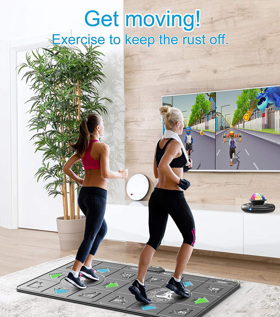 Dance Carpet for TV Dual User Wireless Game Player with 2 Gamepads HD Camera Colorful Lamp Ball Non-Slip Grey Yoga Mat
