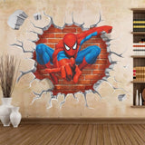 3d Hole Cartoon Spiderman Wall Stickers - Virtual Blue Store