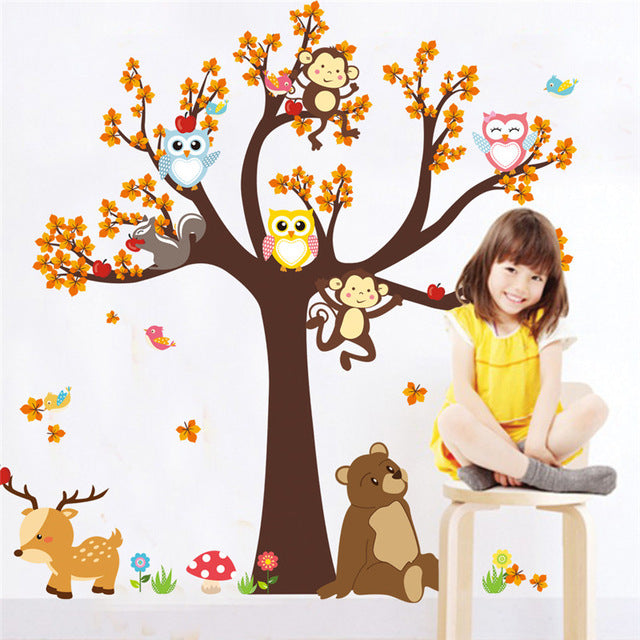 Cartoon Forest Tree Branch Wall Sticker - Virtual Blue Store