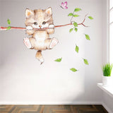 Cat Butterfly Tree Branch Wall Stickers