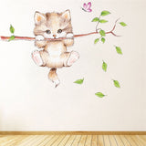 Cat Butterfly Tree Branch Wall Stickers - Virtual Blue Store