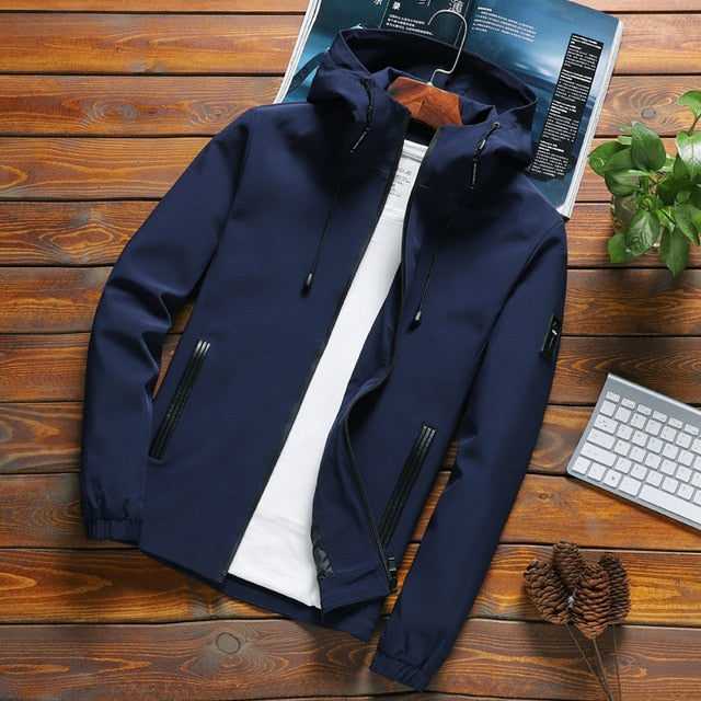 Casual Solid Hooded Jackets - Virtual Blue Store