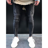 Skinny Motorcycle Denim Pants - Virtual Blue Store