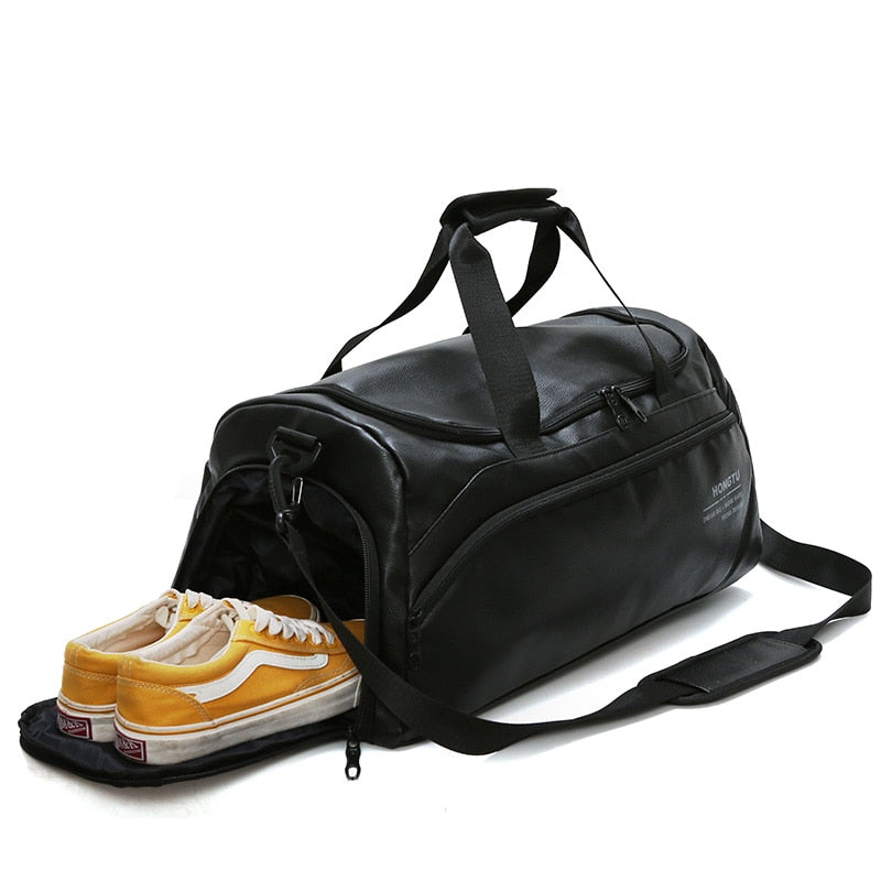 Shoulder Soft Leather Gym Bags - Virtual Blue Store